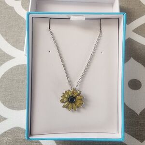 Sunflower Pendant Necklace in Silver and Yellow - Nicole Barr